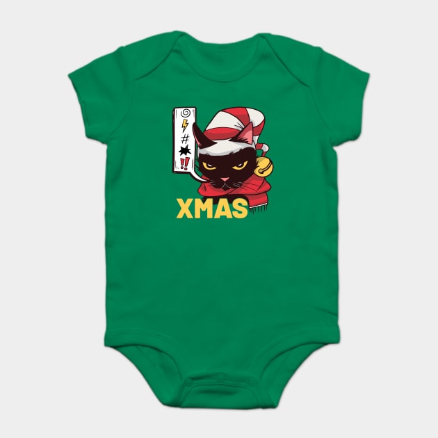 I Hate Christmas Funny Cute Angry Cat Face Pun Baby Bodysuit by creative